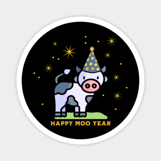 Happy Moo Year Party Cow Magnet